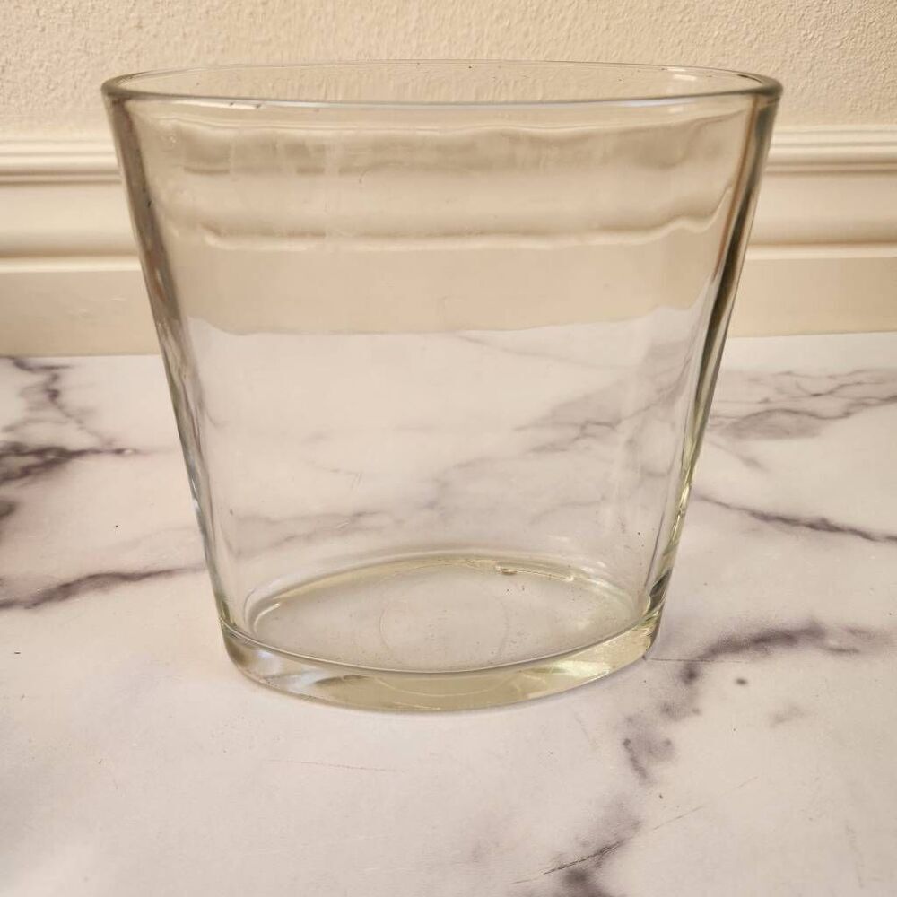 Clear thick heavy glass flower vase oval home decor 6.25 in height